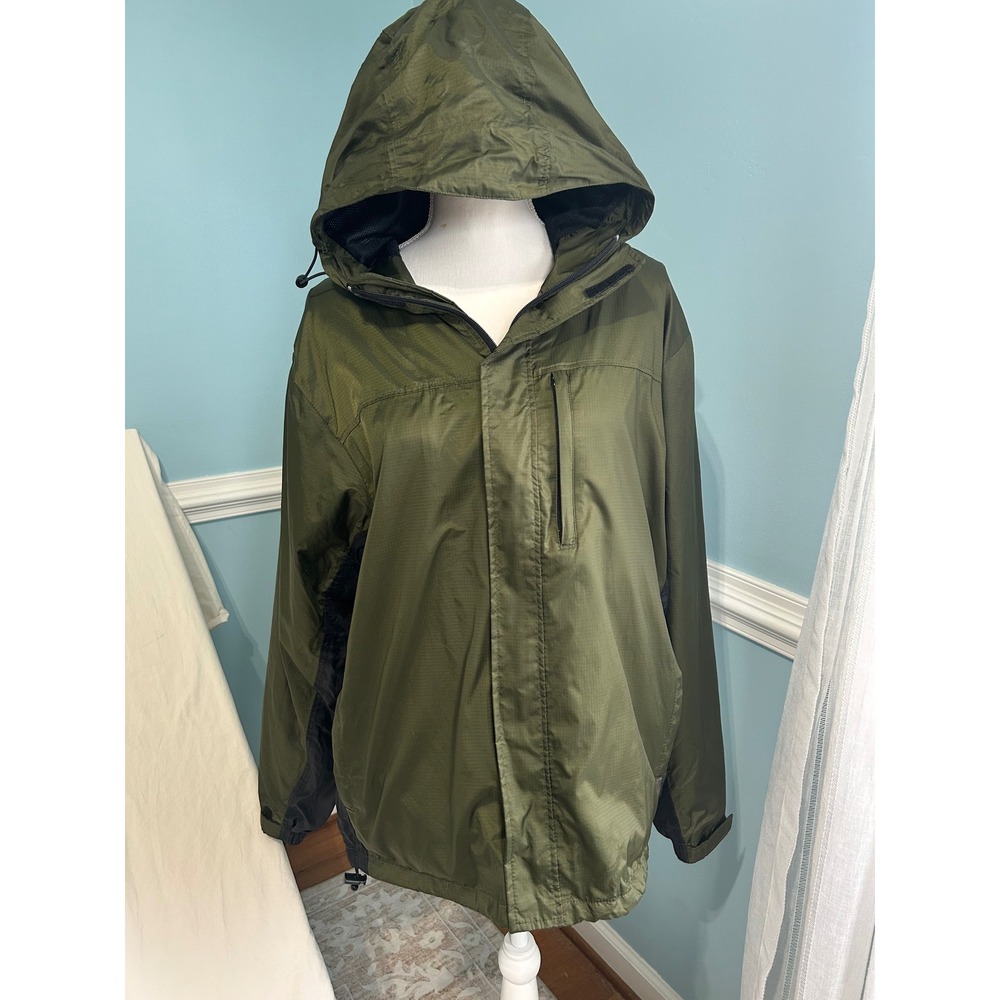 Gemplers Hooded Windbreaker Jacket Olive‎ Green Black Ripstop Mens Medium RMJ